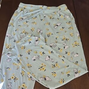 Peanuts Light Blue Pajama Pants with Yellow Floral Print
